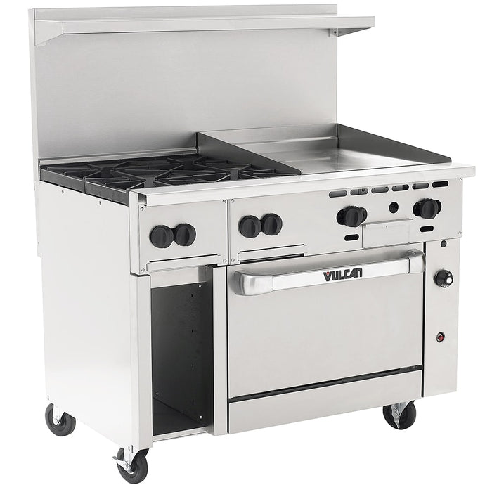 Vulcan 48S-4B24G 48" 4 Burner Gas Range W/ Griddle & Standard Oven, Liquid Propane-cityfoodequipment.com