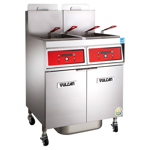 Vulcan 4VK85AF Gas Fryer - (4) 90 Lb Vats, Floor Model, Natural Gas-cityfoodequipment.com