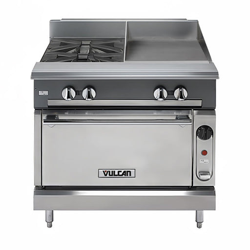Vulcan V2BG18S 36" 2 Burner Gas Range W/ Griddle & Standard Oven, Liquid Propane-cityfoodequipment.com