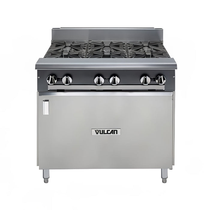Vulcan V6B36B 36" 6 Burner Gas Range W/ Storage Base, Natural Gas-cityfoodequipment.com