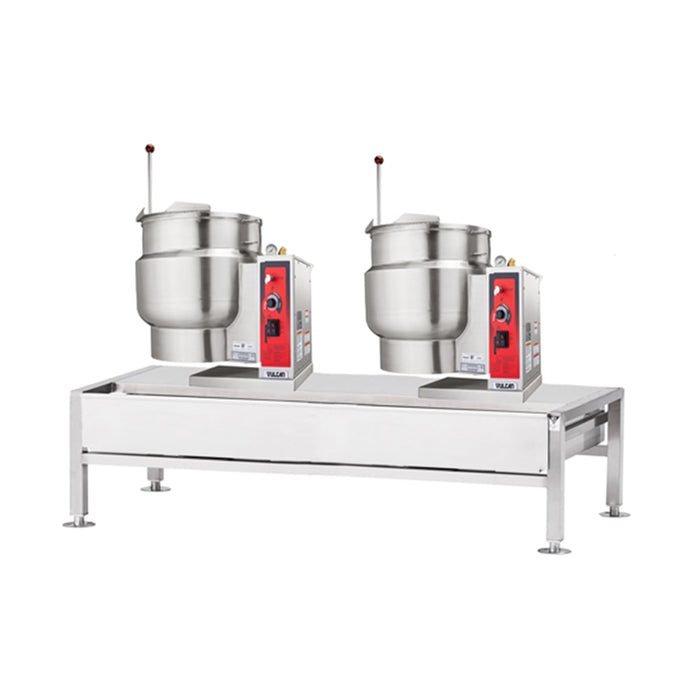 Vulcan VEKT64/1212 (2) 12 Gal Steam Kettles & Stand Assembly - Manual Tilt, 2/3 Jacket, 230v/3ph-cityfoodequipment.com