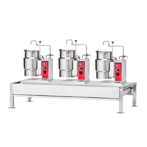 Vulcan VEKT80/666 (3) 6 Gal Steam Kettles & Stand Assembly - Manual Tilt, 2/3 Jacket, 230v/3ph-cityfoodequipment.com