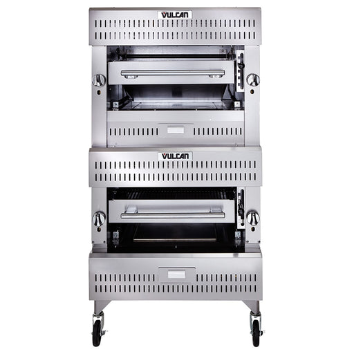 Vulcan VIB2 Double Deck Liquid Propane Broiler - Infrared Over Ceramic, 200,000 BTU-cityfoodequipment.com