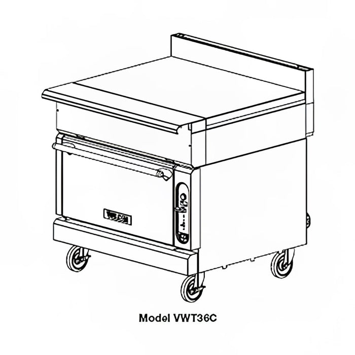 Vulcan VWT36C 36" Heavy Duty Range, Range Line Work Surface, Convection Oven, Liquid Propane-cityfoodequipment.com
