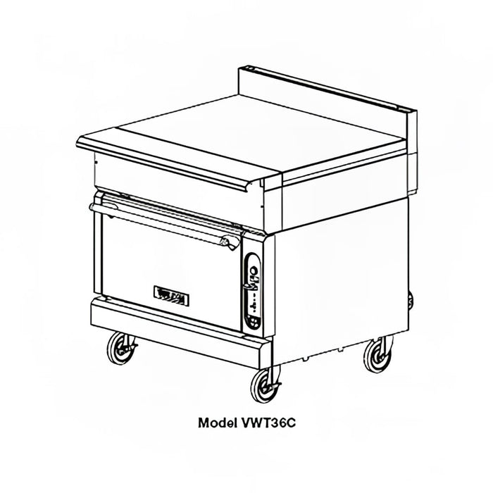 Vulcan VWT36C 36" Heavy Duty Range, Range Line Work Surface, Convection Oven, Natural Gas-cityfoodequipment.com