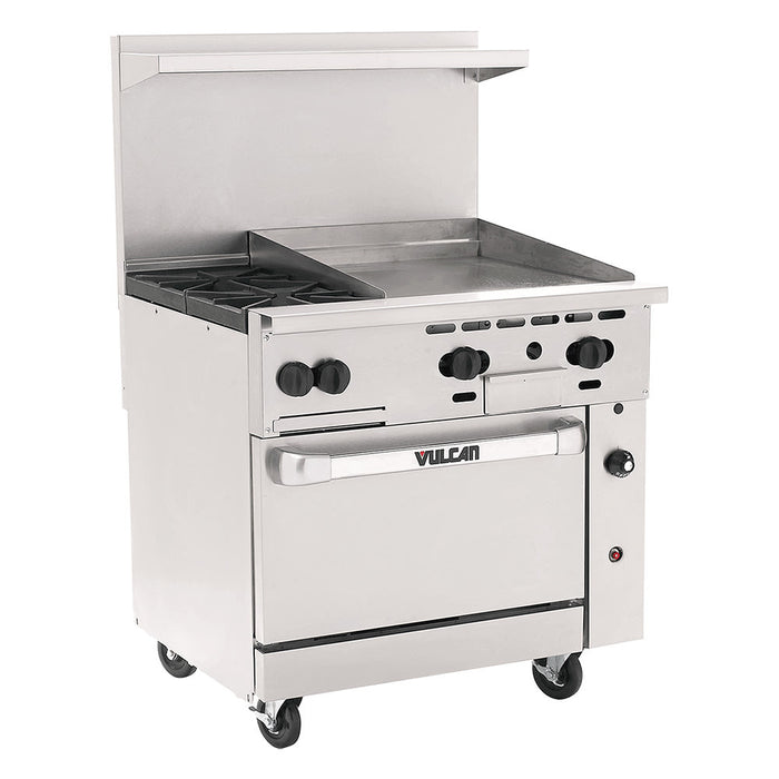Vulcan 36C-2B24G 36" 2 Burner Gas Range W/ Griddle & Convection Oven, Liquid Propane-cityfoodequipment.com