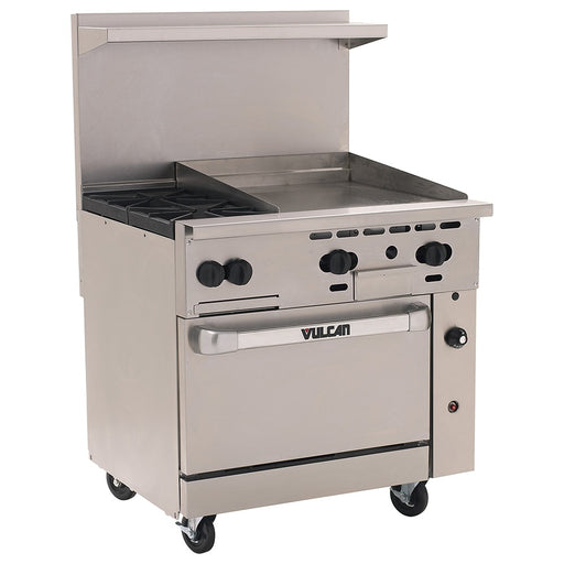 Vulcan 36S-2B24G 36" 2 Burner Gas Range W/ Griddle & Standard Oven, Liquid Propane-cityfoodequipment.com