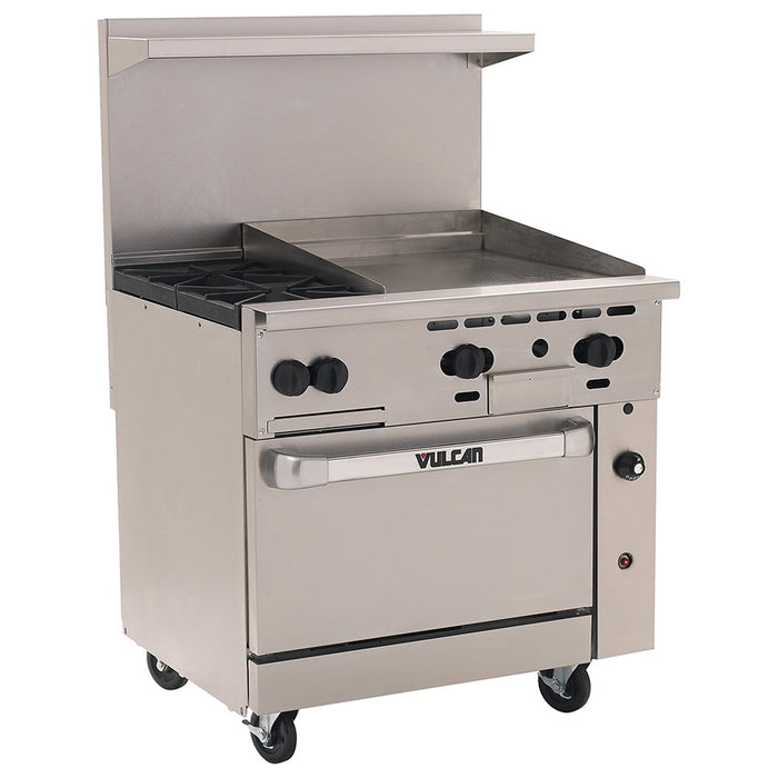 Vulcan 36S-2B24G 36" 2 Burner Gas Range W/ Griddle & Standard Oven, Liquid Propane-cityfoodequipment.com