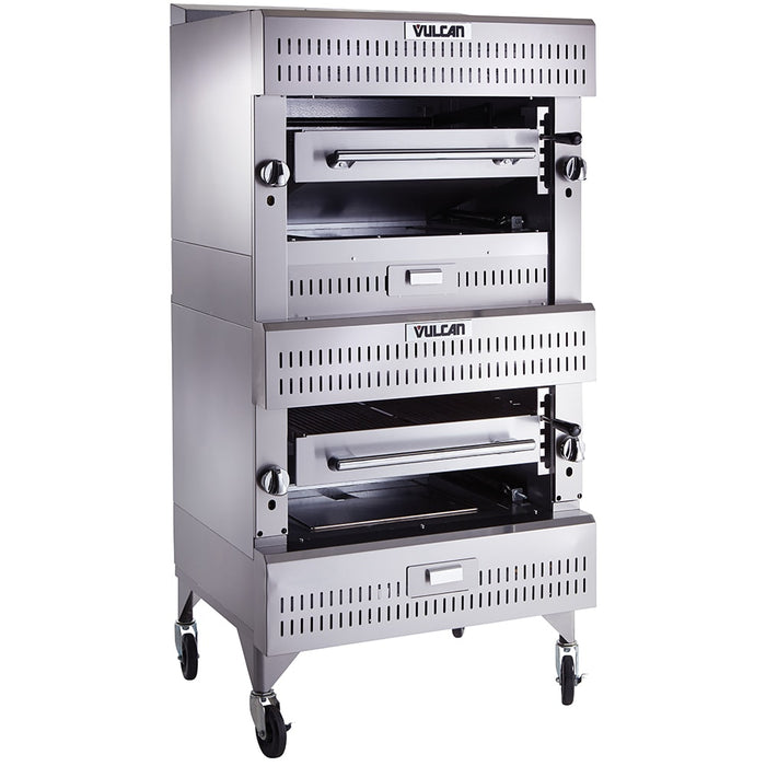 Vulcan VIR2 Deck Broiler - Double Deck Burners, (2)25 1/2" X 24 1/2" Cooking Grids, Stainless, Liquid Propane-cityfoodequipment.com
