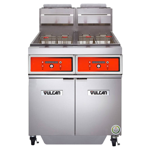 Vulcan 2TR45AF Gas Fryer - (2) 50 Lb Vats, Floor Model, Natural Gas-cityfoodequipment.com