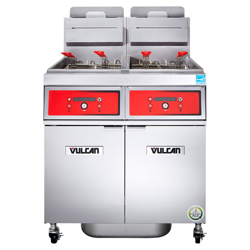 Vulcan 2VK45AF Gas Fryer - (2) 50 Lb Vats, Floor Model, Natural Gas-cityfoodequipment.com