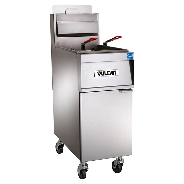 Vulcan 4TR85DF Gas Fryer - (4) 90 Lb Vats, Floor Model, Natural Gas-cityfoodequipment.com
