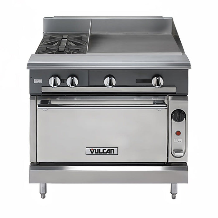 Vulcan V2BG24B 36" 2 Burner Gas Range W/ Griddle & Storage Base, Natural Gas-cityfoodequipment.com