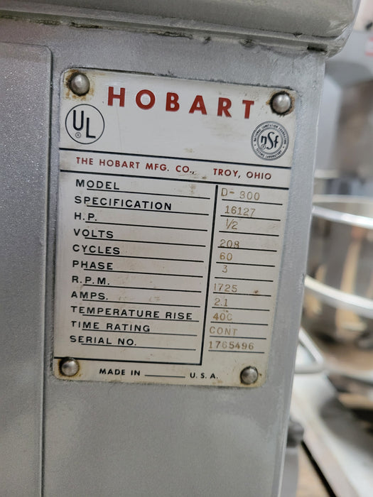 Used Hobart D300, 30Qt Commercial Dough Mixer, 3 Phase-cityfoodequipment.com