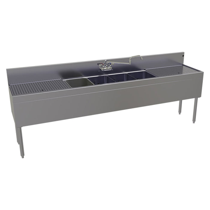 Glastender FSA-96-S 96" 4 Compartment Sink w/ 11"L x 14"W Bowl, 10 1/4" Deep-cityfoodequipment.com