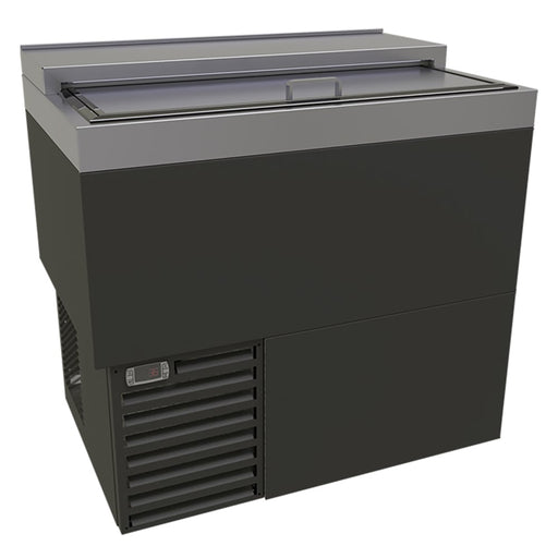 Glastender ST36-B 36" Forced Air Bottle Cooler - Holds (226) 12 oz Bottles, Lid Locks, Black, 120v-cityfoodequipment.com