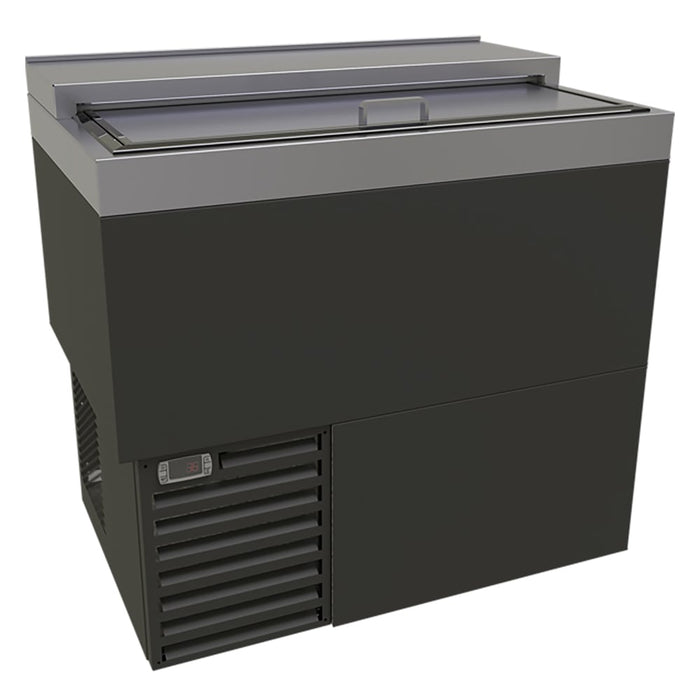 Glastender ST36-B 36" Forced Air Bottle Cooler - Holds (226) 12 oz Bottles, Lid Locks, Black, 120v-cityfoodequipment.com