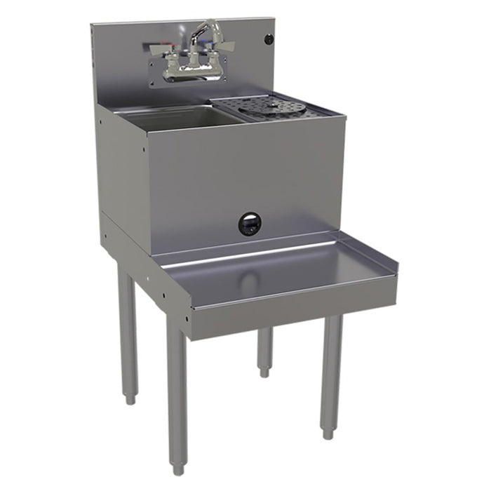 Glastender BSA-18-RF 18" Main Line Underbar Blender Station w/ Dump Sink & Rinser Faucet - 7" Backsplash-cityfoodequipment.com
