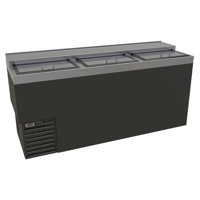 Glastender ST72-B 72" Forced Air Bottle Cooler - Holds (610) 12 oz Bottles, Lid Locks, Black, 120v-cityfoodequipment.com