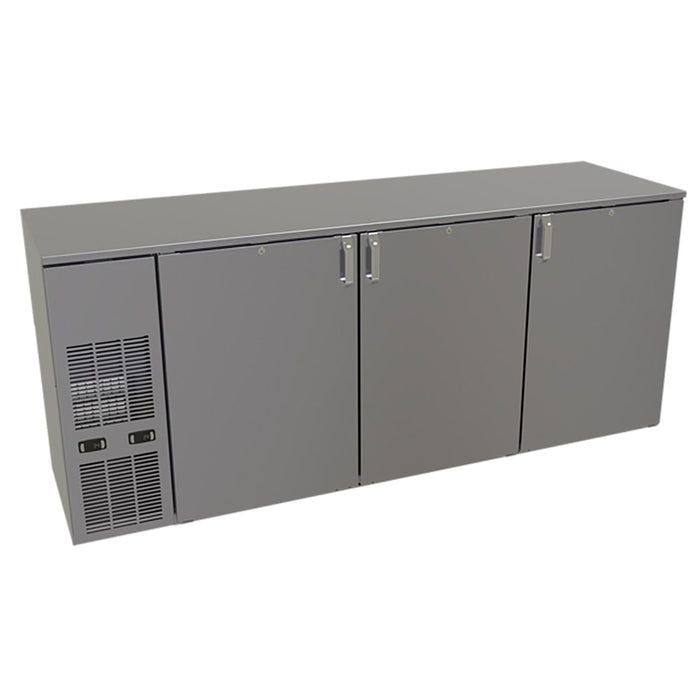 Glastender C2FB84 84" Bar Refrigerator - 3 Swinging Solid Doors, Black, 120v-cityfoodequipment.com
