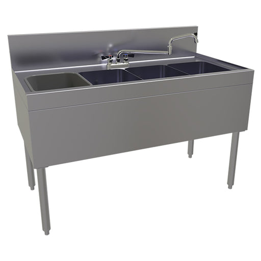 Glastender FSA-48-S 48" 4 Compartment Sink w/ 11"L x 14"W Bowl, 10 1/4" Deep-cityfoodequipment.com