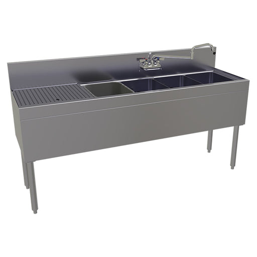 Glastender FSA-66R-S 66" 4 Compartment Sink w/ 11"L x 14"W Bowl, 10 1/4" Deep-cityfoodequipment.com