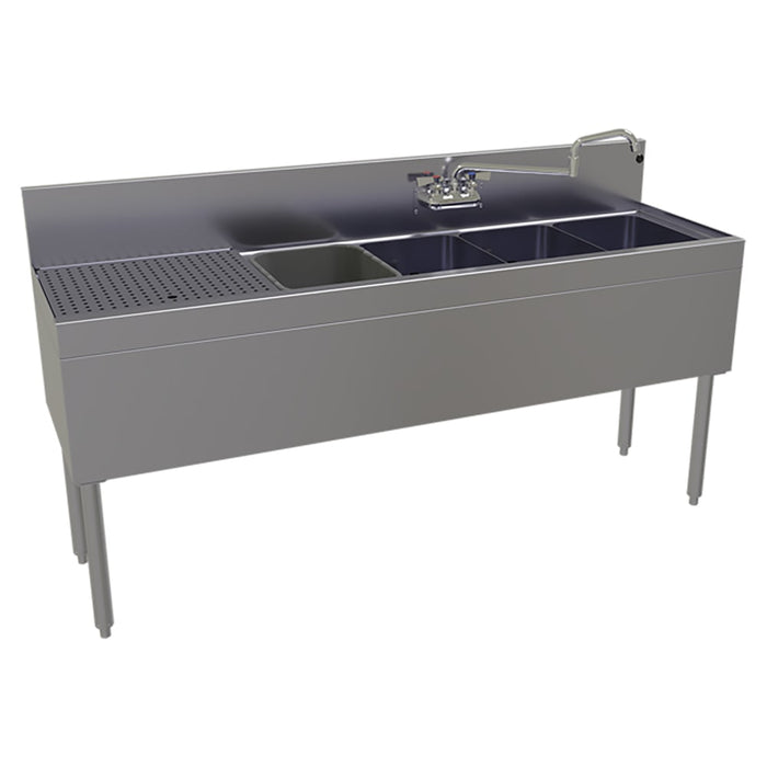 Glastender FSA-66R-S 66" 4 Compartment Sink w/ 11"L x 14"W Bowl, 10 1/4" Deep-cityfoodequipment.com
