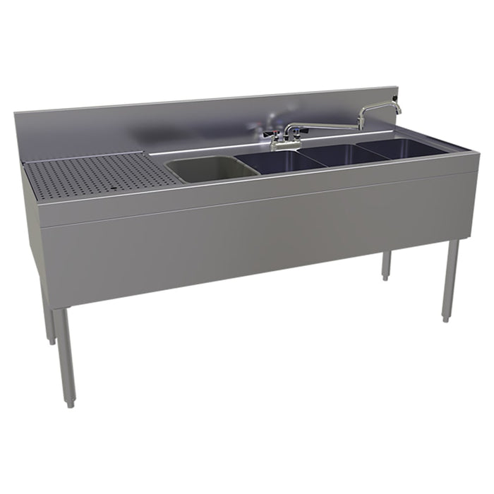 Glastender FSB-66R-S 66" 4 Compartment Sink w/ 11"L x 14"W Bowl, 10 1/4" Deep-cityfoodequipment.com