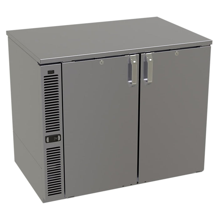 Glastender C1SL36 36" Bar Refrigerator - 2 Swinging Solid Doors, Black, 120v-cityfoodequipment.com