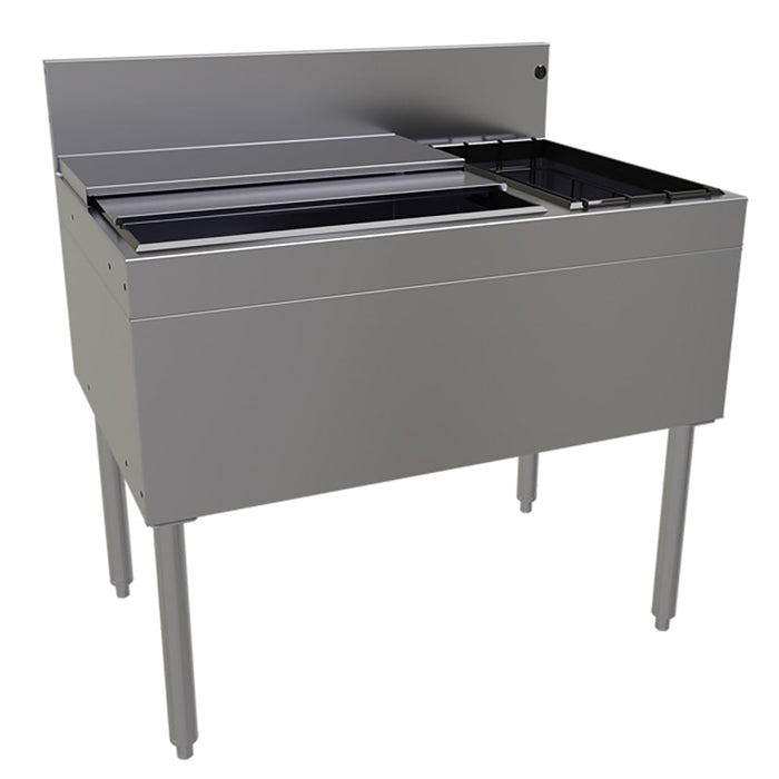 Glastender CBB-36R-CP10 36" Main Line Cocktail Station w/ 85 lb Ice Bin, Stainless Steel-cityfoodequipment.com