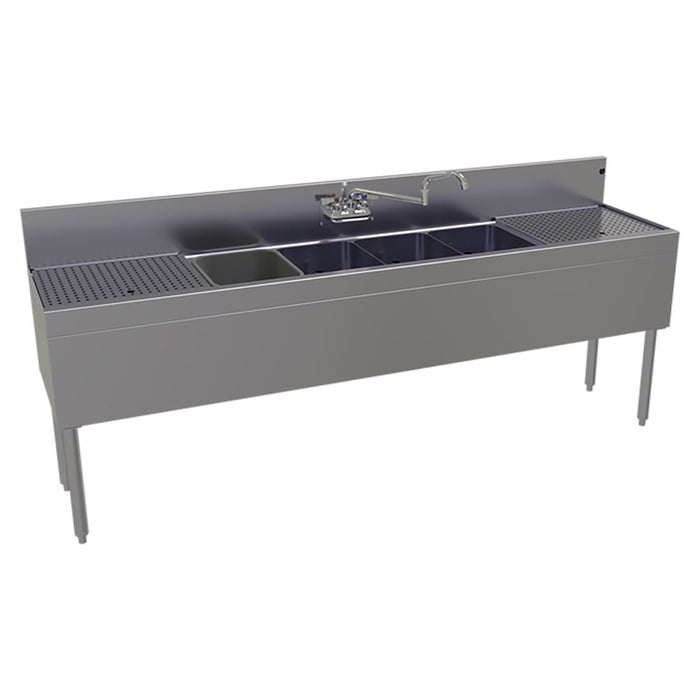 Glastender FSA-84-S 84" 4 Compartment Sink w/ 11"L x 14"W Bowl, 10 1/4" Deep-cityfoodequipment.com