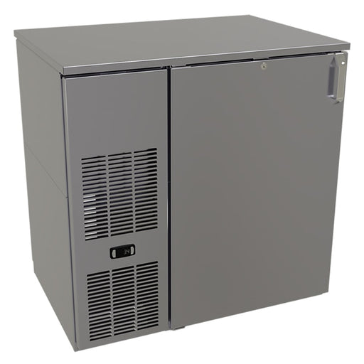 Glastender CP1FB36 36" Pass Thru Bar Refrigerator - 2 Swinging Solid Doors, Black, 120v-cityfoodequipment.com