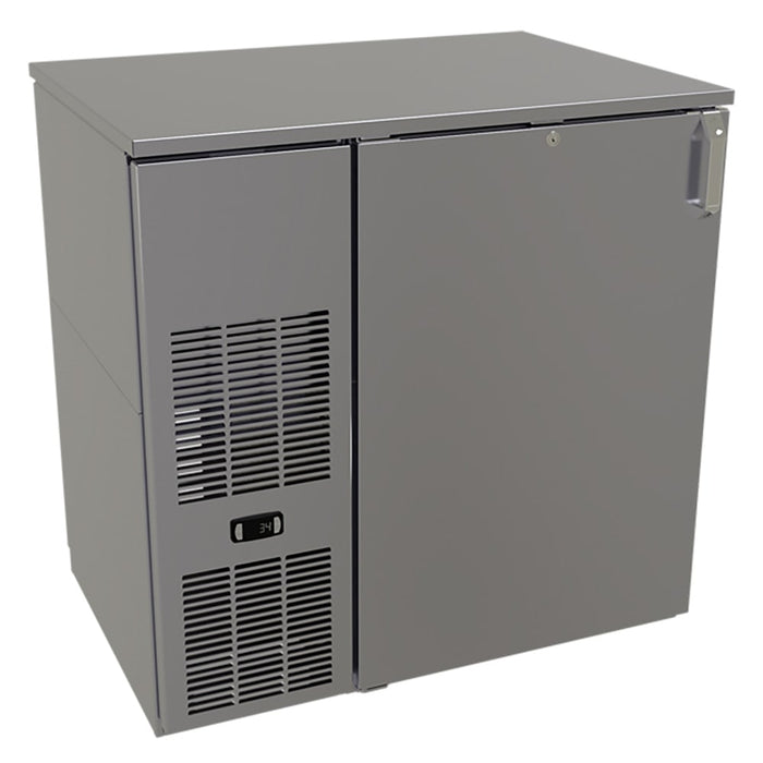 Glastender CP1FB36 36" Pass Thru Bar Refrigerator - 2 Swinging Solid Doors, Black, 120v-cityfoodequipment.com