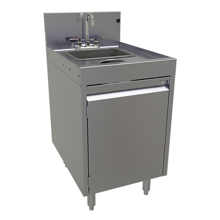 Glastender SWB-18-DW Underbar Dump Sink w/ 9 1/4"L x 11 1/2"W x 6"D Bowl - Faucet & Waste Chute-cityfoodequipment.com