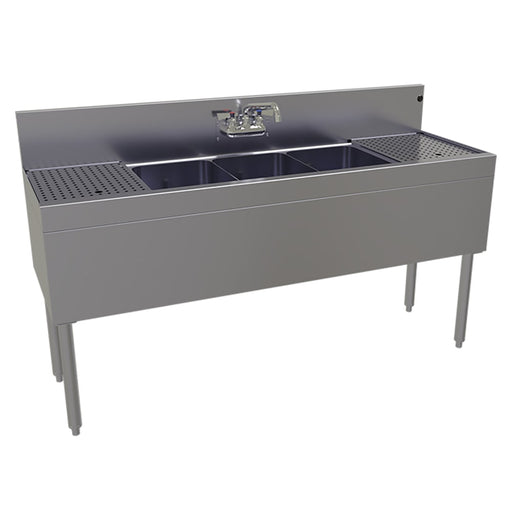 Glastender TSA-60-S 60" 3 Compartment Sink w/ 11"L x 14"W Bowls, 10 1/4" Deep-cityfoodequipment.com