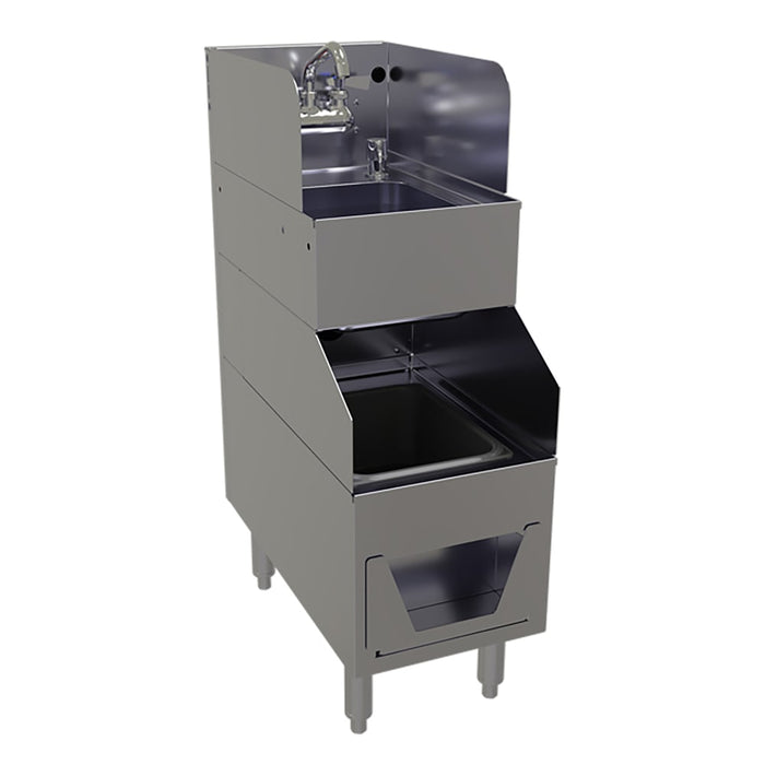 Glastender FS12 Underbar Hand/Dump Sink w/ 9 1/4"L x 11 1/2"W x 6"D Bowl - Faucet & Soap Dispenser-cityfoodequipment.com