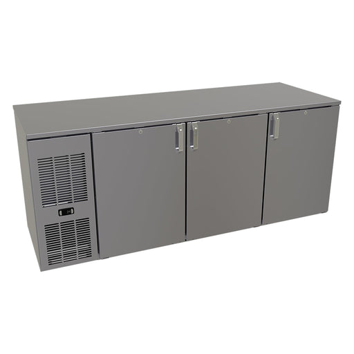 Glastender CP1FL72 72" Pass Thru Bar Refrigerator - 6 Swinging Solid Doors, Black, 120v-cityfoodequipment.com