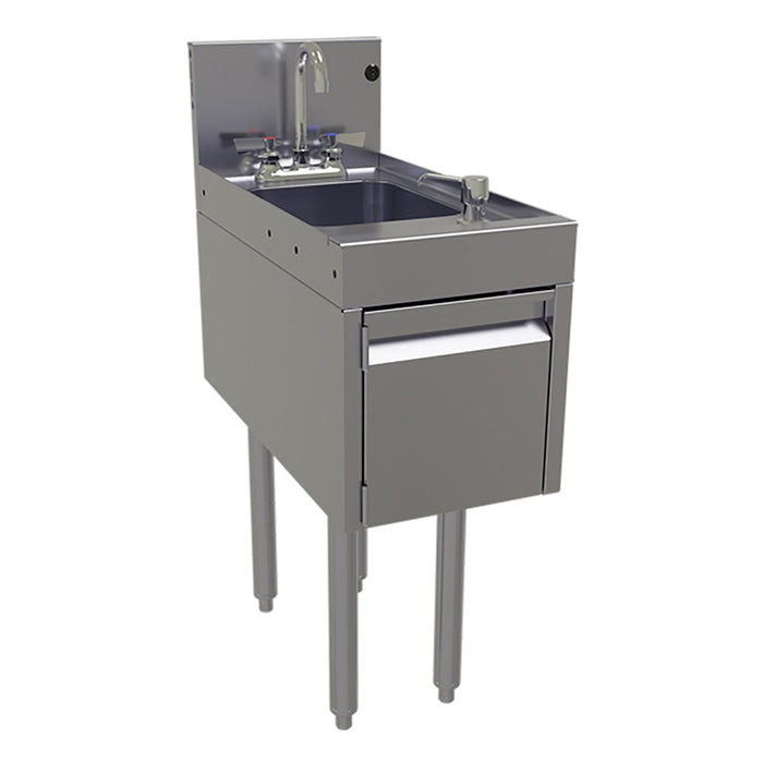 Glastender DHSB-12 Underbar Hand Sink w/ 9 1/4"L x 11 1/2"W x 6"D Bowl - Faucet, Soap & Towel Dispenser-cityfoodequipment.com