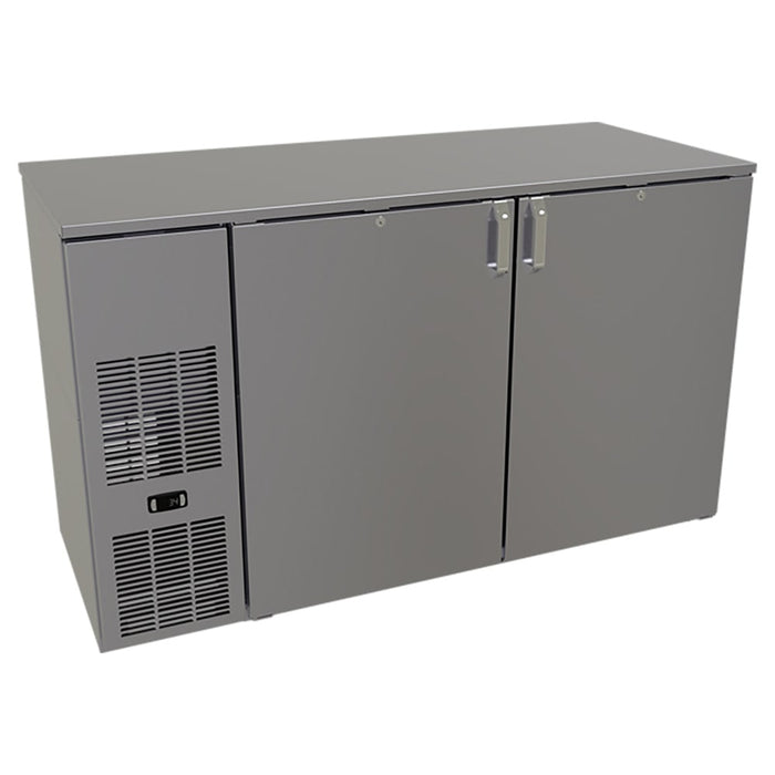 Glastender CP1FB60 60" Pass Thru Bar Refrigerator - 4 Swinging Solid Doors, Black, 120v-cityfoodequipment.com