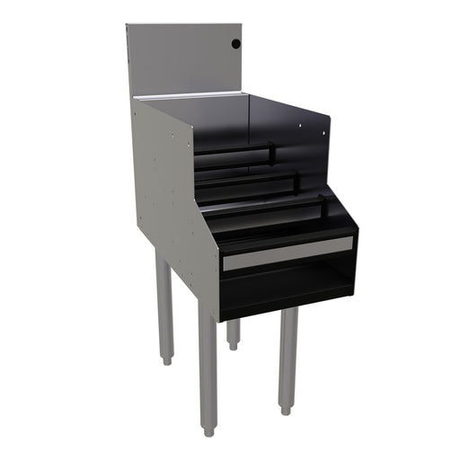 Glastender LDA-12S 4 Level Raised Liquor Display - Holds 12 Bottles, 7" Backsplash, 12" x 24"-cityfoodequipment.com