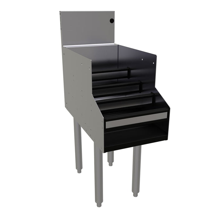 Glastender LDA-12S 4 Level Raised Liquor Display - Holds 12 Bottles, 7" Backsplash, 12" x 24"-cityfoodequipment.com