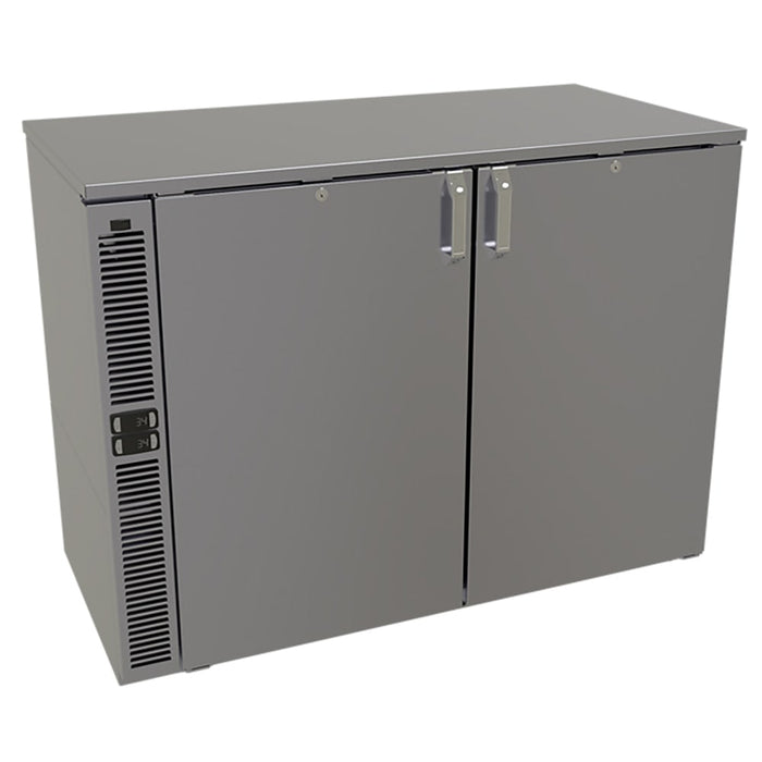 Glastender C2SB48 48" Bar Refrigerator - 2 Swinging Solid Doors, Black, 120v-cityfoodequipment.com