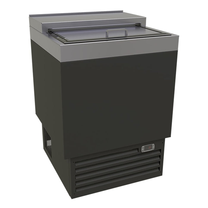 Glastender ST24-B 24" Forced Air Bottle Cooler - Holds (144) 12 oz Bottles, Lid Locks, Black, 120v-cityfoodequipment.com
