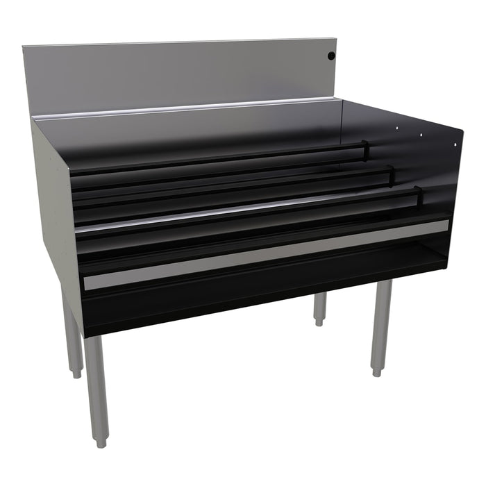 Glastender LDB-36 4 Level Raised Liquor Display - Holds 36 Bottles, 7" Backsplash, 36" x 24"-cityfoodequipment.com