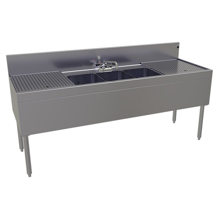 Glastender TSB-72-S 72" 3 Compartment Sink w/ 11"L x 14"W Bowls, 10 1/4" Deep-cityfoodequipment.com
