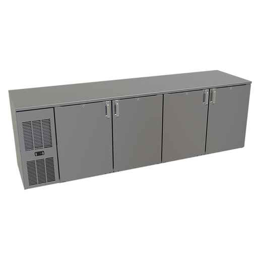 Glastender C1FL92 92" Bar Refrigerator - 4 Swinging Solid Doors, Black, 120v-cityfoodequipment.com