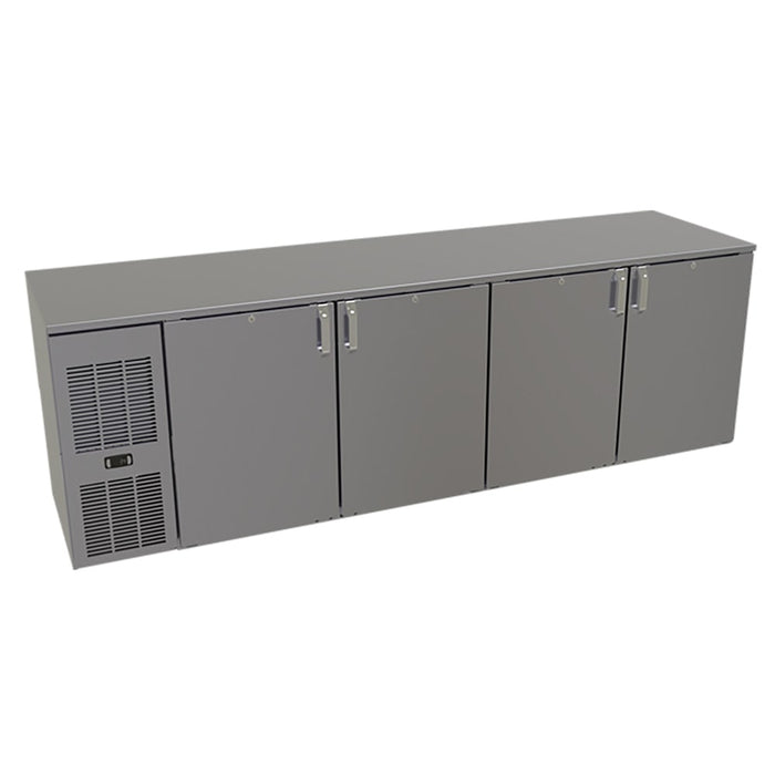 Glastender C1FL92 92" Bar Refrigerator - 4 Swinging Solid Doors, Black, 120v-cityfoodequipment.com