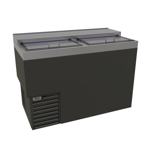 Glastender ST48-B 48" Forced Air Bottle Cooler - Holds (330) 12 oz Bottles, Lid Locks, Black, 120v-cityfoodequipment.com