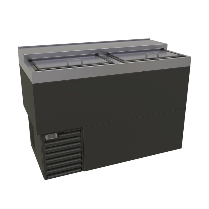 Glastender ST48-B 48" Forced Air Bottle Cooler - Holds (330) 12 oz Bottles, Lid Locks, Black, 120v-cityfoodequipment.com