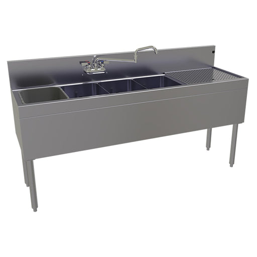 Glastender FSA-66L-S 66" 4 Compartment Sink w/ 11"L x 14"W Bowl, 10 1/4" Deep-cityfoodequipment.com